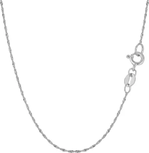 Jewelry Affairs 10k White Gold Singapore Chain Necklace, 1.0mm