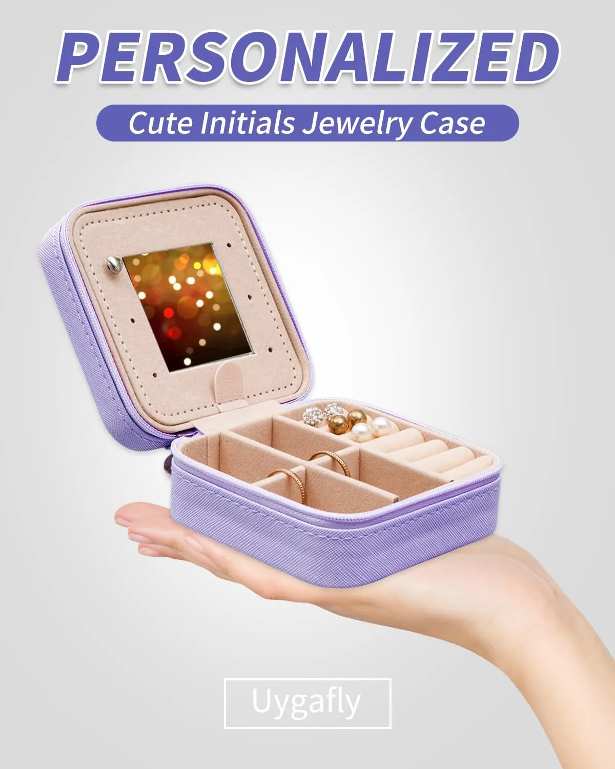 Jewelry Case Fashion Travel Jewelry Box - 2024 Christmas Gifts Idea,Gifts for Girls,Birthday Gift for Teen Girl Sister Daughter Her - Lavender Box | White B