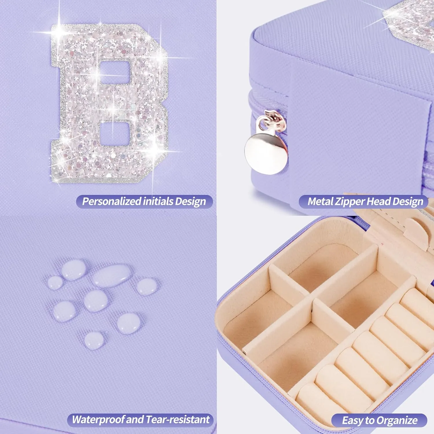 Jewelry Case Fashion Travel Jewelry Box - 2024 Christmas Gifts Idea,Gifts for Girls,Birthday Gift for Teen Girl Sister Daughter Her - Lavender Box | White B