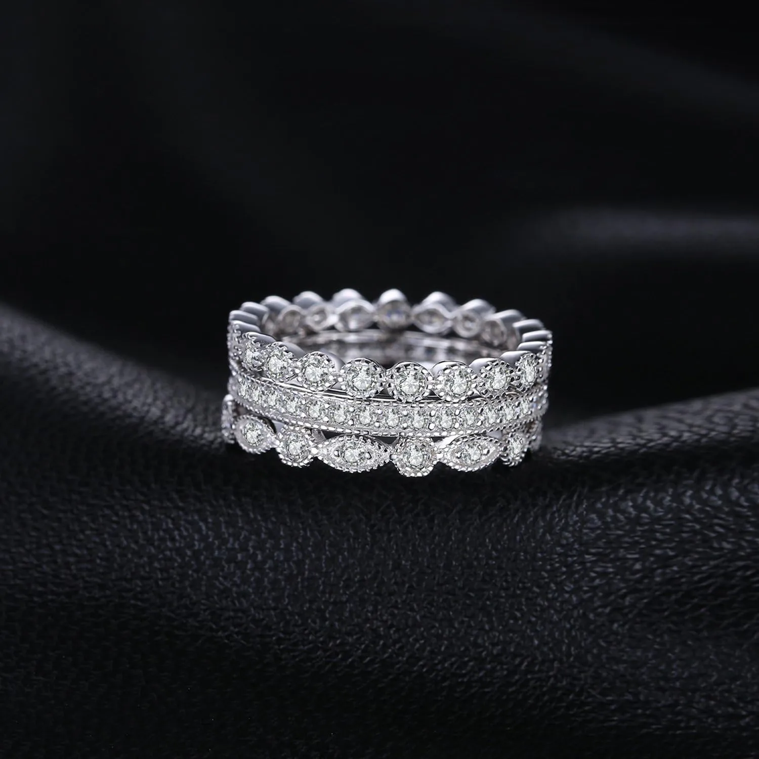 JewelryPalace 14K Gold Plated 925 Sterling Silver Rings for Women, Cubic Zirconia Promise Rings for Her, Stackable Wedding Bands Rings for Women Set Size 4-12