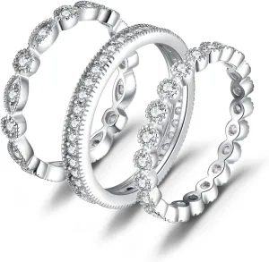 JewelryPalace 14K Gold Plated 925 Sterling Silver Rings for Women, Cubic Zirconia Promise Rings for Her, Stackable Wedding Bands Rings for Women Set Size 4-12