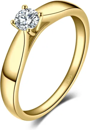 JewelryPalace Classic 0.2ct Cubic Zirconia Solitaire Engagement Rings for Women, 925 Sterling Silver Promise Ring for Her, Round Cut Simulated Diamond Anniversary Wedding Rings