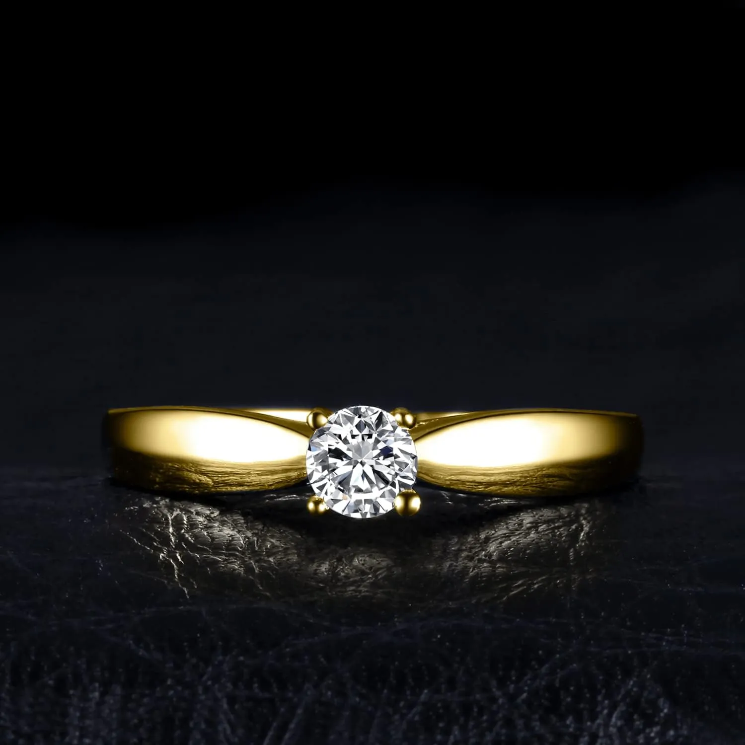 JewelryPalace Classic 0.2ct Cubic Zirconia Solitaire Engagement Rings for Women, 925 Sterling Silver Promise Ring for Her, Round Cut Simulated Diamond Anniversary Wedding Rings