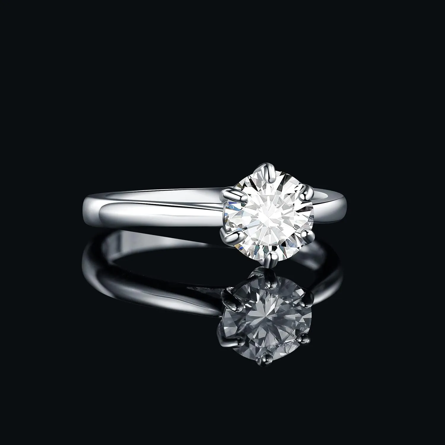 JewelryPalace Classic 1-3ct Round Cut Cubic Zirconia Solitaire Engagement Rings for Women, 14K White Yellow Rose Gold Plated 925 Sterling Silver Promise Ring, Simulated Diamond Anniversary Rings