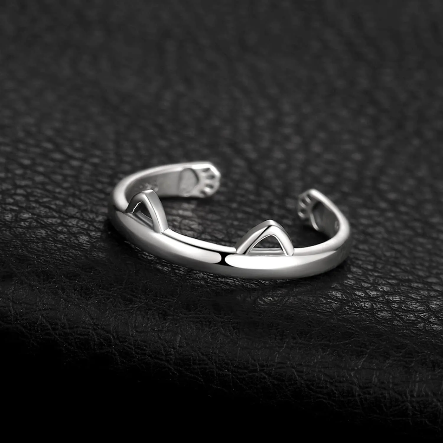JewelryPalace Cute Cat Paw Open Adjustable Rings for Women, Lovely 14k White Yellow Rose Gold Plated 925 Sterling Silver Ring for Her, Anniversary Jewelry Gift for Girl