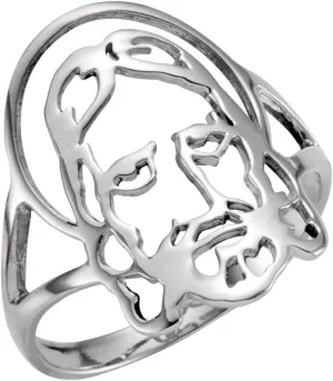 JewelryWeb 925 Sterling Silver Face Of Religious Faith Inspiration Jesus Chastity Ring Gents Band Style-Ring for Women