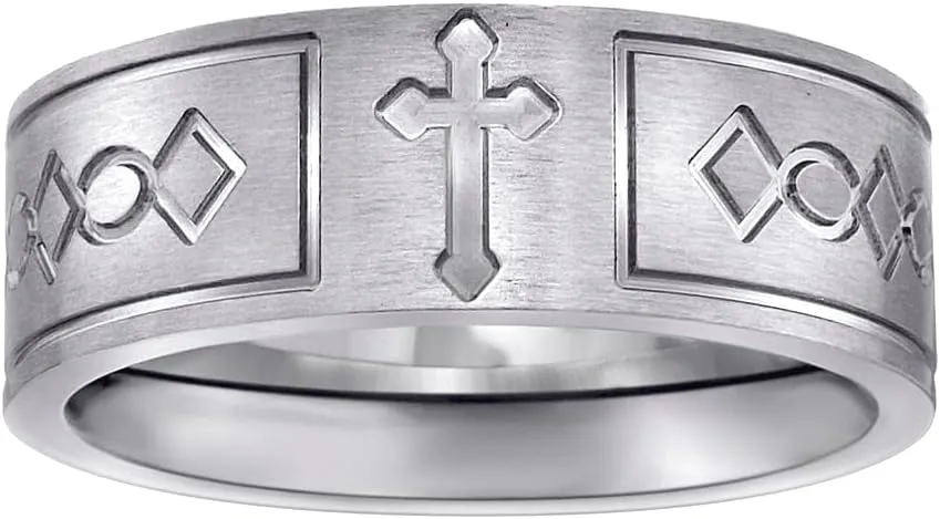 JewelryWeb Stainless Steel Mens Brushed Irish Claddagh Celtic Trinity Knot Religious Faith Cross Engraved Comfort-Fit Fashion Band Ring Wedding-Band for Men