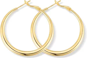 Jewlpire Gifts for Women 14K Gold Plated Hoop Earrings with 925 Stering Silver Post, Lightweight & Hypoallergenic Gold/Silver/Rose Gold Hoop Earrings for Women 30mm/40mm/50mm/60mm