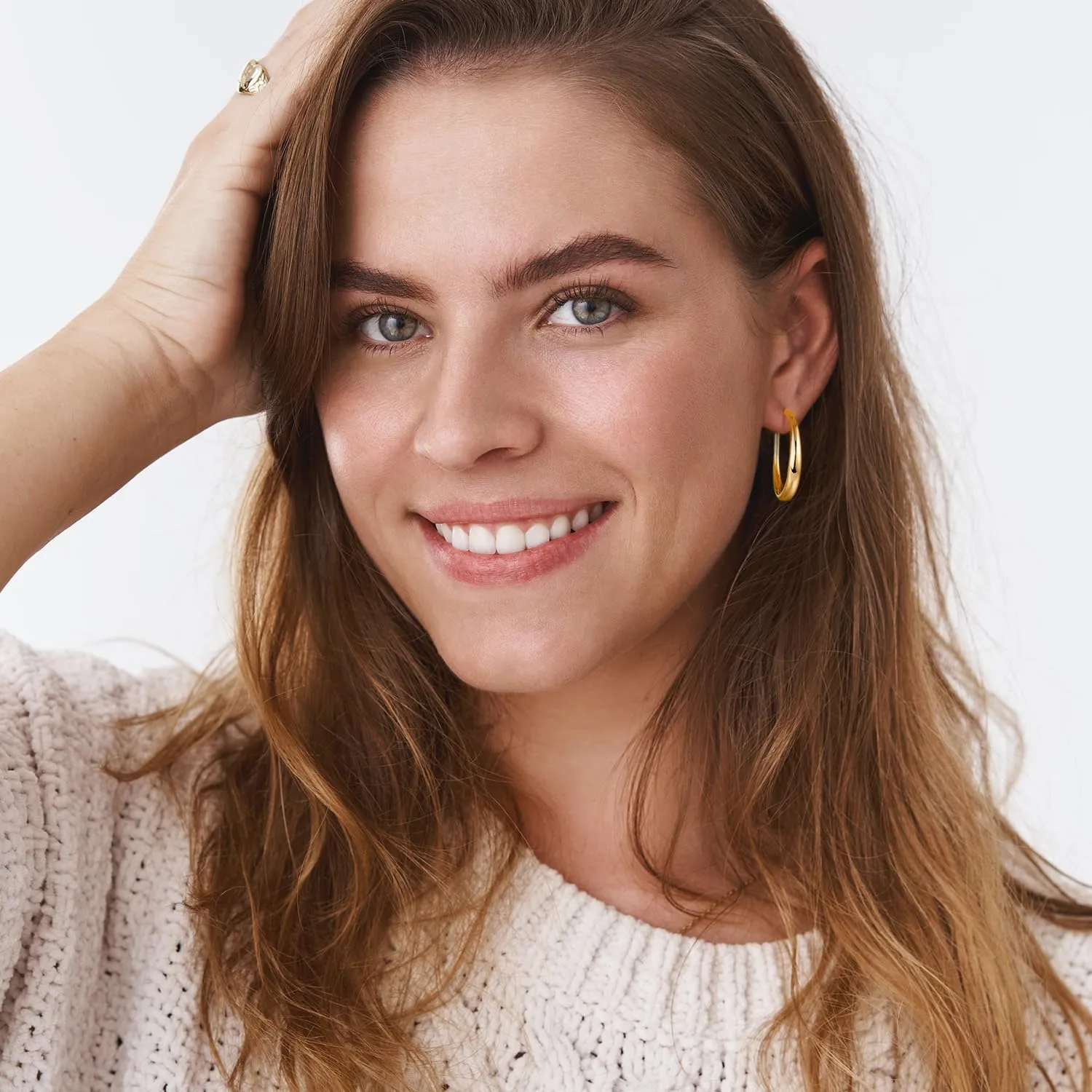Jewlpire Gifts for Women 14K Gold Plated Hoop Earrings with 925 Stering Silver Post, Lightweight & Hypoallergenic Gold/Silver/Rose Gold Hoop Earrings for Women 30mm/40mm/50mm/60mm