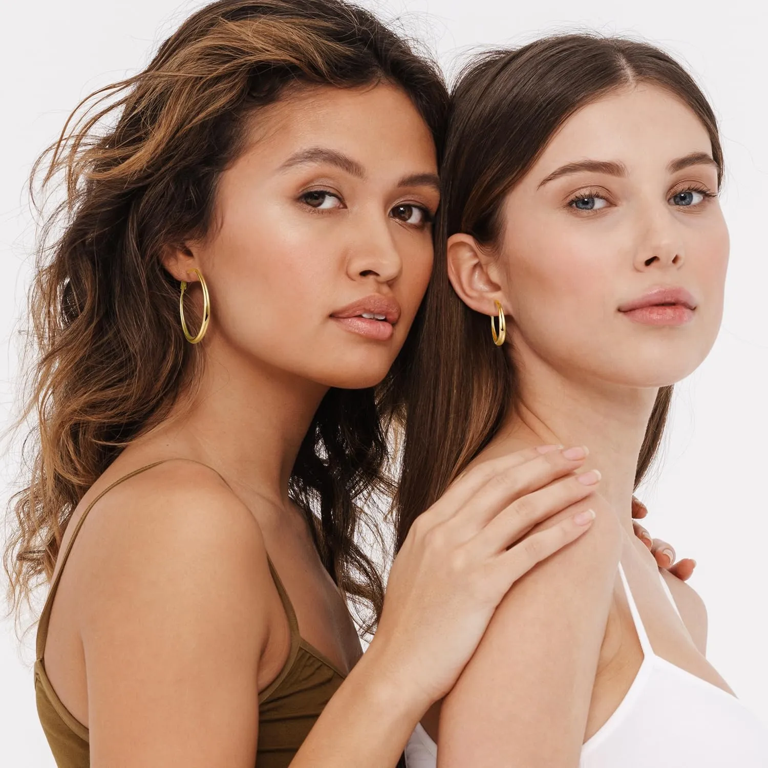 Jewlpire Gifts for Women 14K Gold Plated Hoop Earrings with 925 Stering Silver Post, Lightweight & Hypoallergenic Gold/Silver/Rose Gold Hoop Earrings for Women 30mm/40mm/50mm/60mm