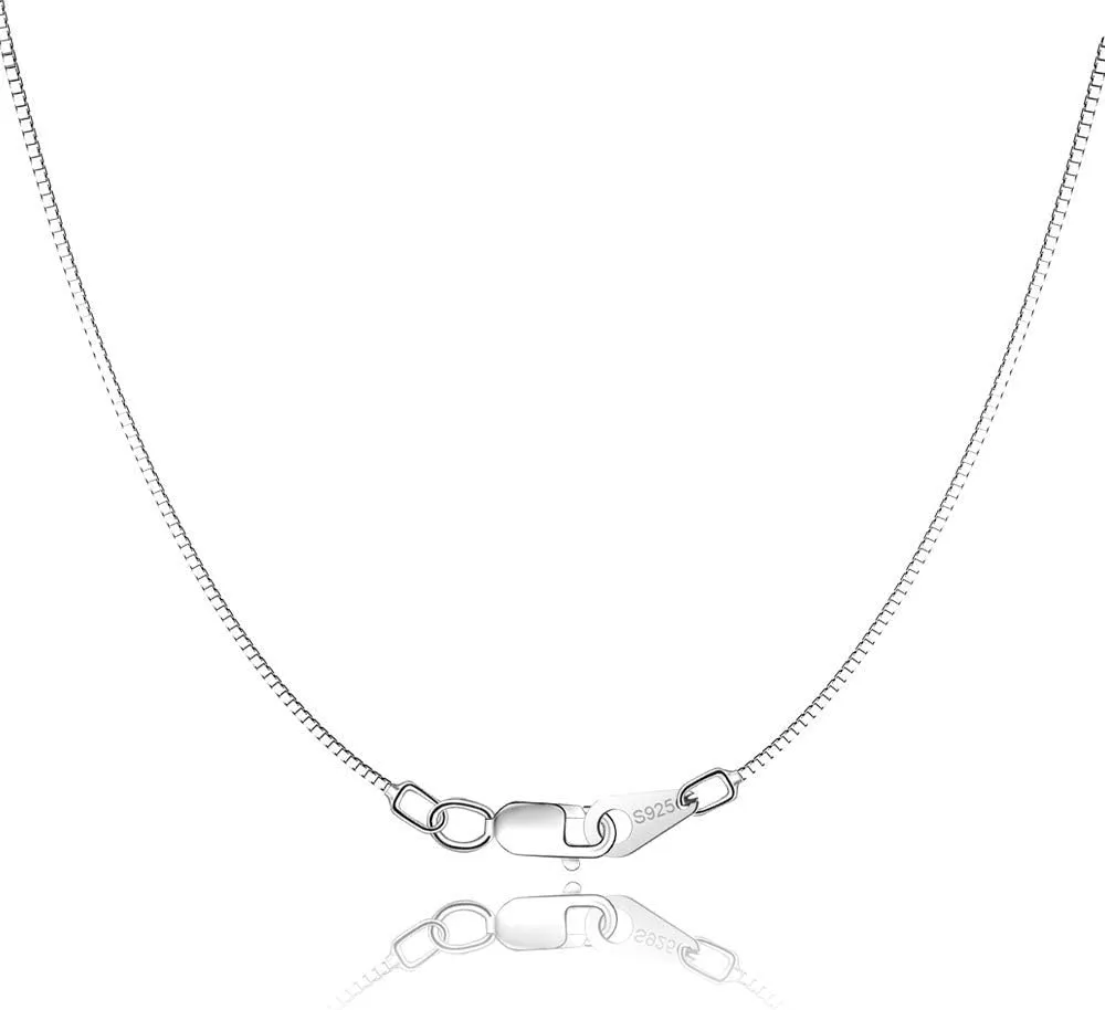 Jewlpire Solid 18K Gold Over 925 Sterling Silver Chain Necklace for Women Girls, 0.8mm Box Chain Lobster Claw Clasp-Super Thin & Strong Necklace Chain 16/18/20/22/24 Inch