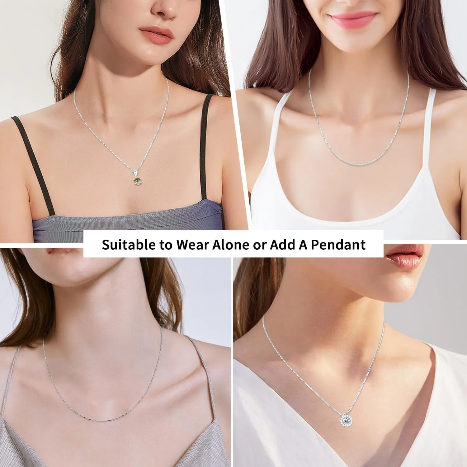 Jewlpire Solid 18K Gold Over 925 Sterling Silver Chain Necklace for Women Girls, 0.8mm Box Chain Lobster Claw Clasp-Super Thin & Strong Necklace Chain 16/18/20/22/24 Inch