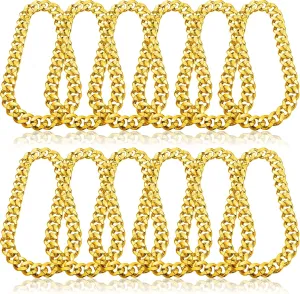 Jexine 12 Pcs Costume Rapper Chain, Hip Hop Chain Bulk Fake Necklace for Men Women 80s 90s Jewelry Punk Style, 32 Inch