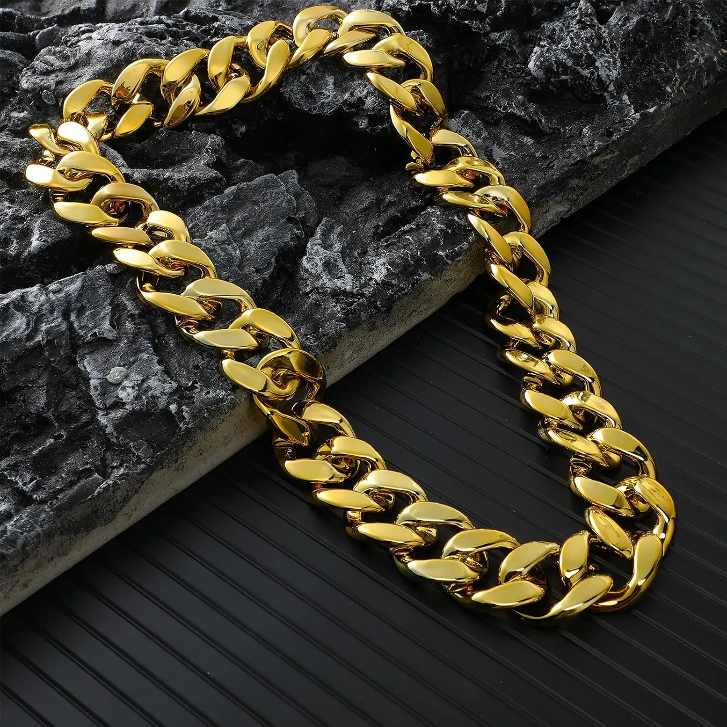 Jexine 12 Pcs Costume Rapper Chain, Hip Hop Chain Bulk Fake Necklace for Men Women 80s 90s Jewelry Punk Style, 32 Inch