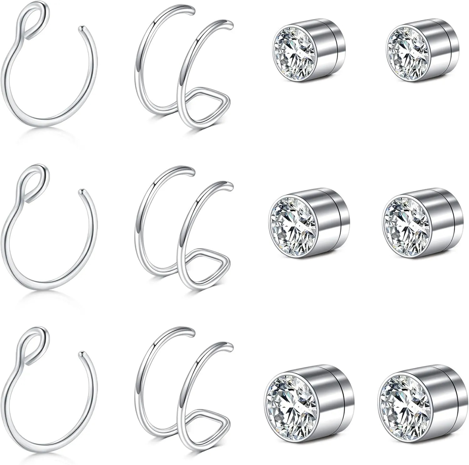JFORYOU Fake Nose Ring Fake Septum Fake Nose Ring Hoop Fake Nose Rings for Women Faux Nose Piercing Spring Clip on No Pierced Non Piercing Faux Body Piercing Jewelry for Women Men