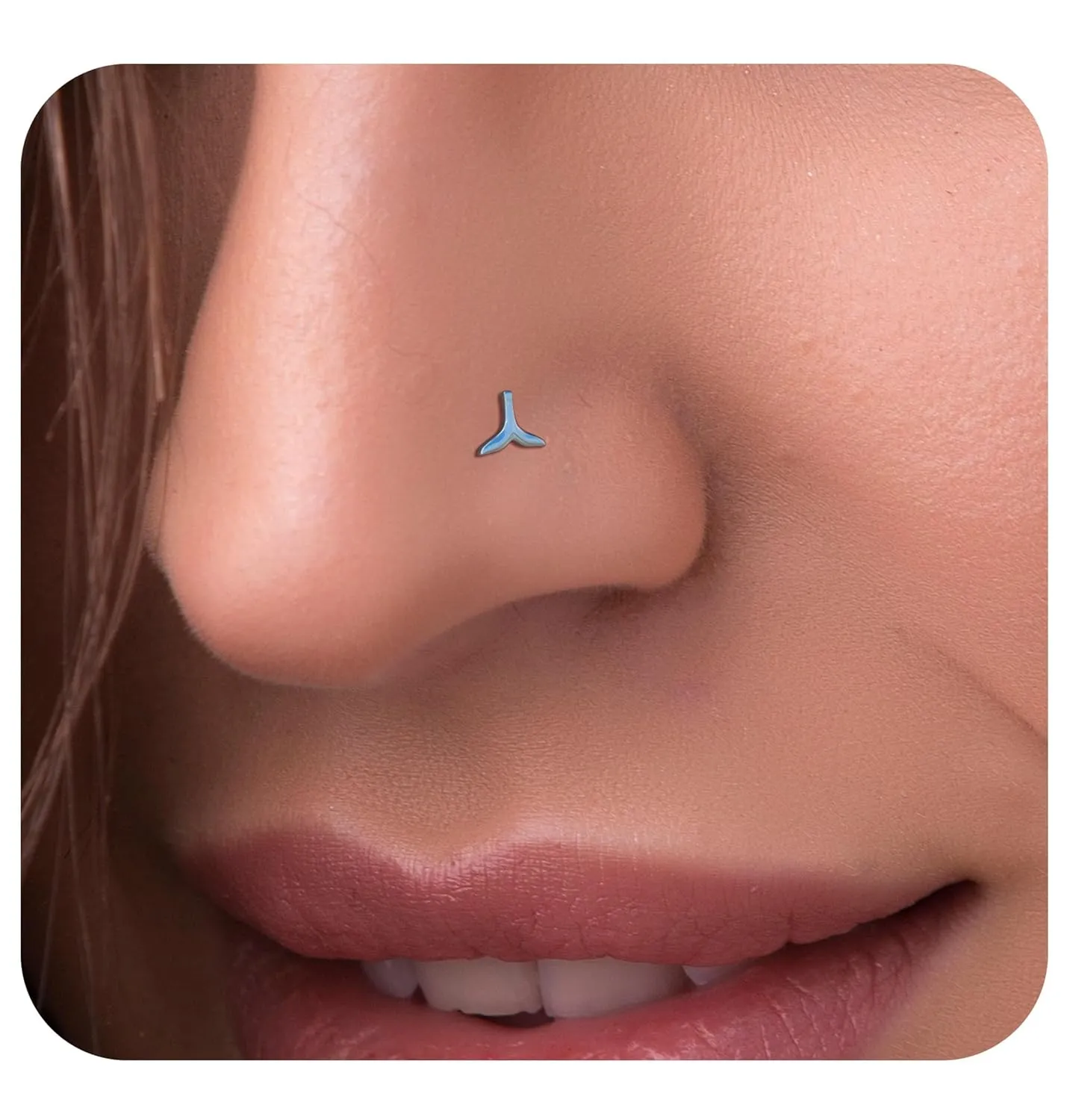 JOLLIZ 925 Sterling Silver Nose Studs  L Shape Jewelry Piercing  22G Silver Studs For Woman's Nose  Opal Fish Crown Fin Cz Heart Star Arrow