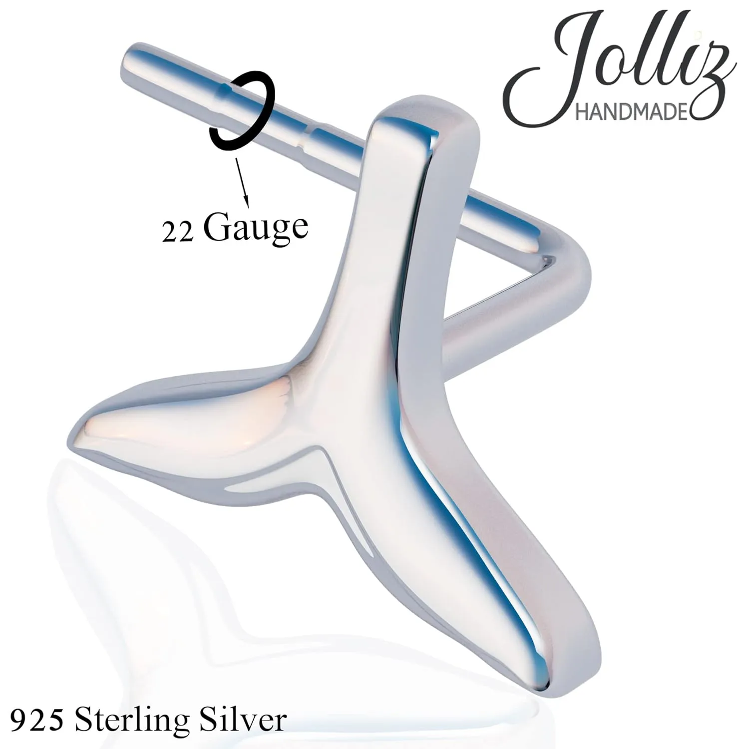 JOLLIZ 925 Sterling Silver Nose Studs  L Shape Jewelry Piercing  22G Silver Studs For Woman's Nose  Opal Fish Crown Fin Cz Heart Star Arrow