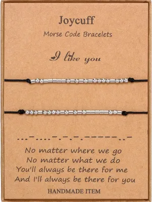 JoycuFF Inspirational Morse Code Bracelets for Women Men Birthday Christmas Gifts for Daughter Mom Dad Sister Aunt Boys Jewelry Encouragement Adjustable Beaded Wrap Bracelet