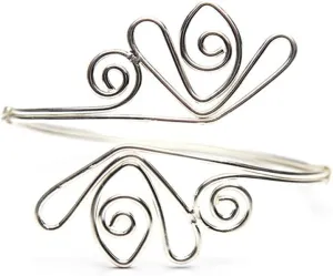 JOYID Fashion Upper Arm Bracelet Cuff Bangle Coil Bracelet Simple Swirl Leaf Armband Jewelry for Women Girls-Silver B