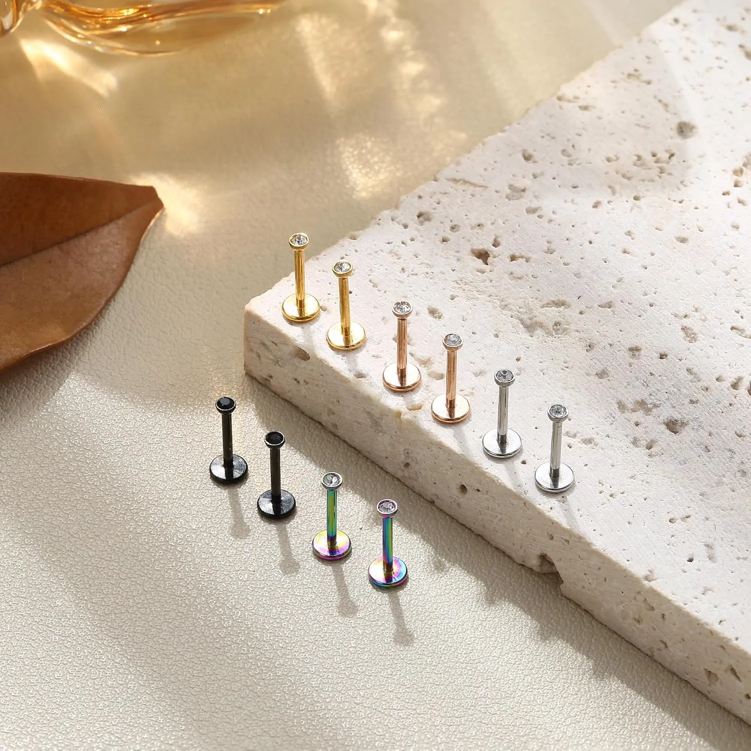 Kakonia 18 Gauge Nose Ring,Surgical Steel Nose Studs Tiny Nose Rings for Women CZ Nose Piercings Flat Back Cartilage Earring Lip Rings Internally Threaded Nose Stud Labret Tragus Piercing Jewelry