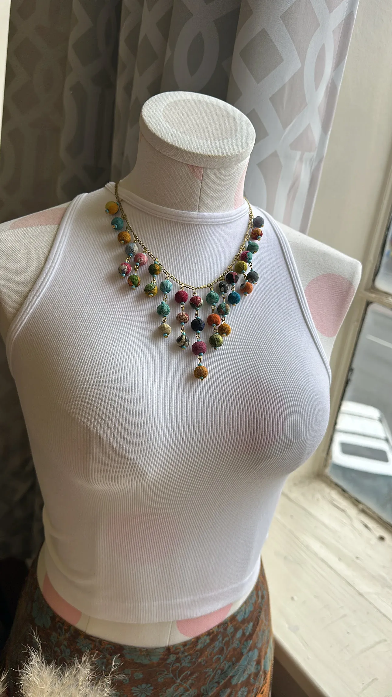 Kantha Beaded Bib Necklace