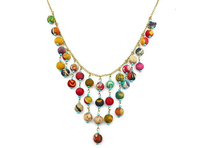 Kantha Beaded Bib Necklace
