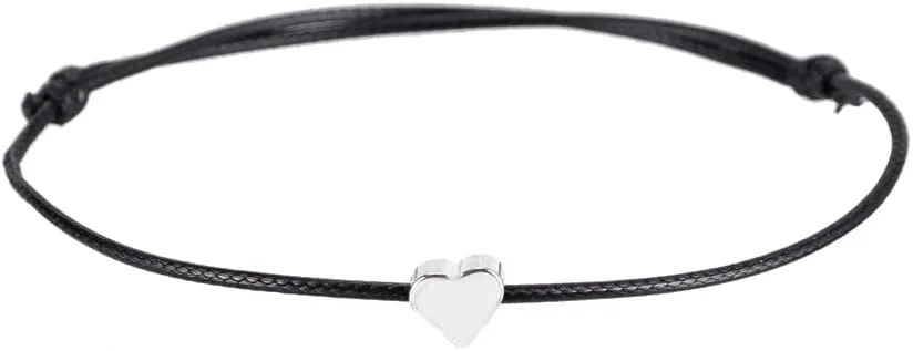 kelistom Gold Heart Anklet Bracelet for Women Men Handmade Simple String Waterproof Ankle Bracelets for Women Minimalist Jewelry Adjustable