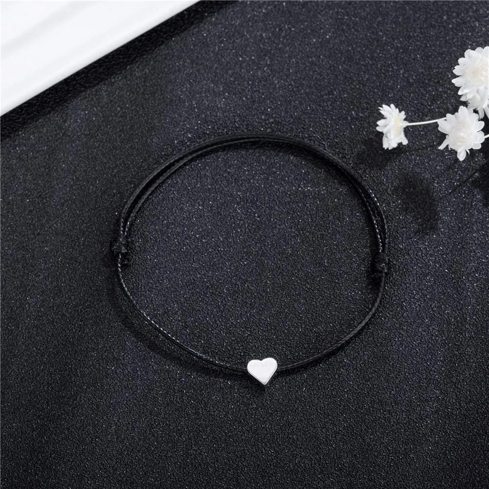 kelistom Gold Heart Anklet Bracelet for Women Men Handmade Simple String Waterproof Ankle Bracelets for Women Minimalist Jewelry Adjustable