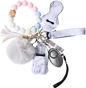 Keychains for Women Keychain Kit Bracelet Wristlet Keyring for Women Key Chains Key Ring with Personal Alarm