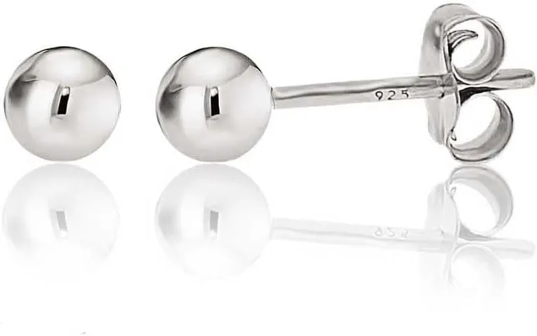 KEZEF Sterling Silver Ball Stud Earrings for Women - Hypoallergenic Lightweight Stud Earrings for Women | 2mm-16mm Ball Earrings in 14K Gold, Rose Gold or 925 Sterling Silver