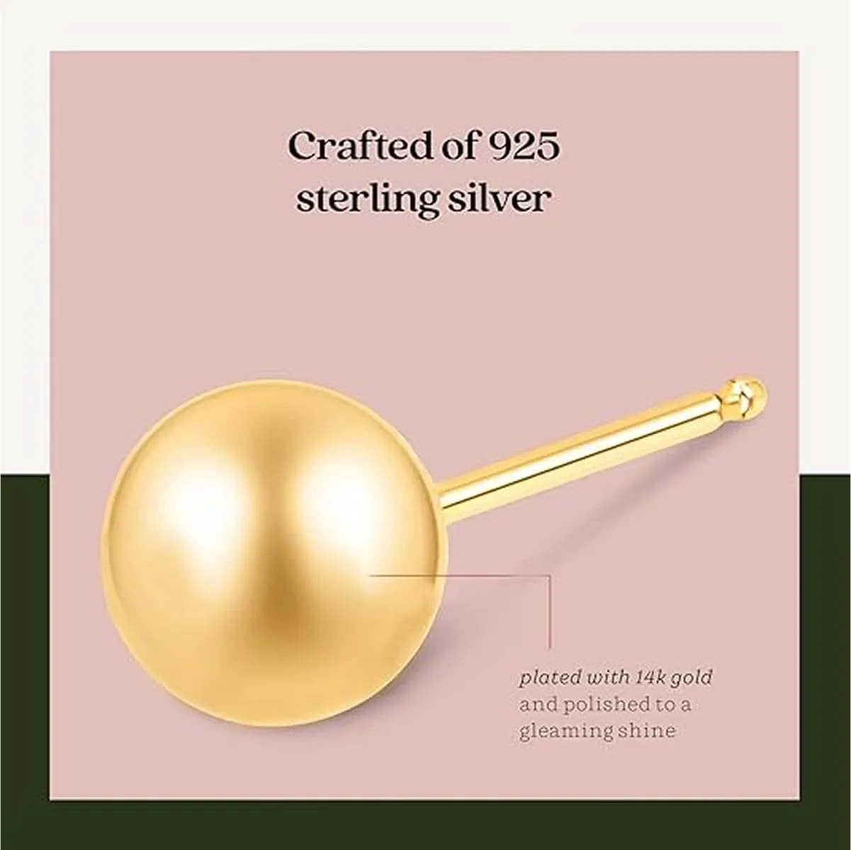 KEZEF Sterling Silver Ball Stud Earrings for Women - Hypoallergenic Lightweight Stud Earrings for Women | 2mm-16mm Ball Earrings in 14K Gold, Rose Gold or 925 Sterling Silver