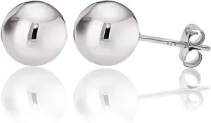 KEZEF Sterling Silver Ball Stud Earrings for Women - Hypoallergenic Lightweight Stud Earrings for Women | 2mm-16mm Ball Earrings in 14K Gold, Rose Gold or 925 Sterling Silver