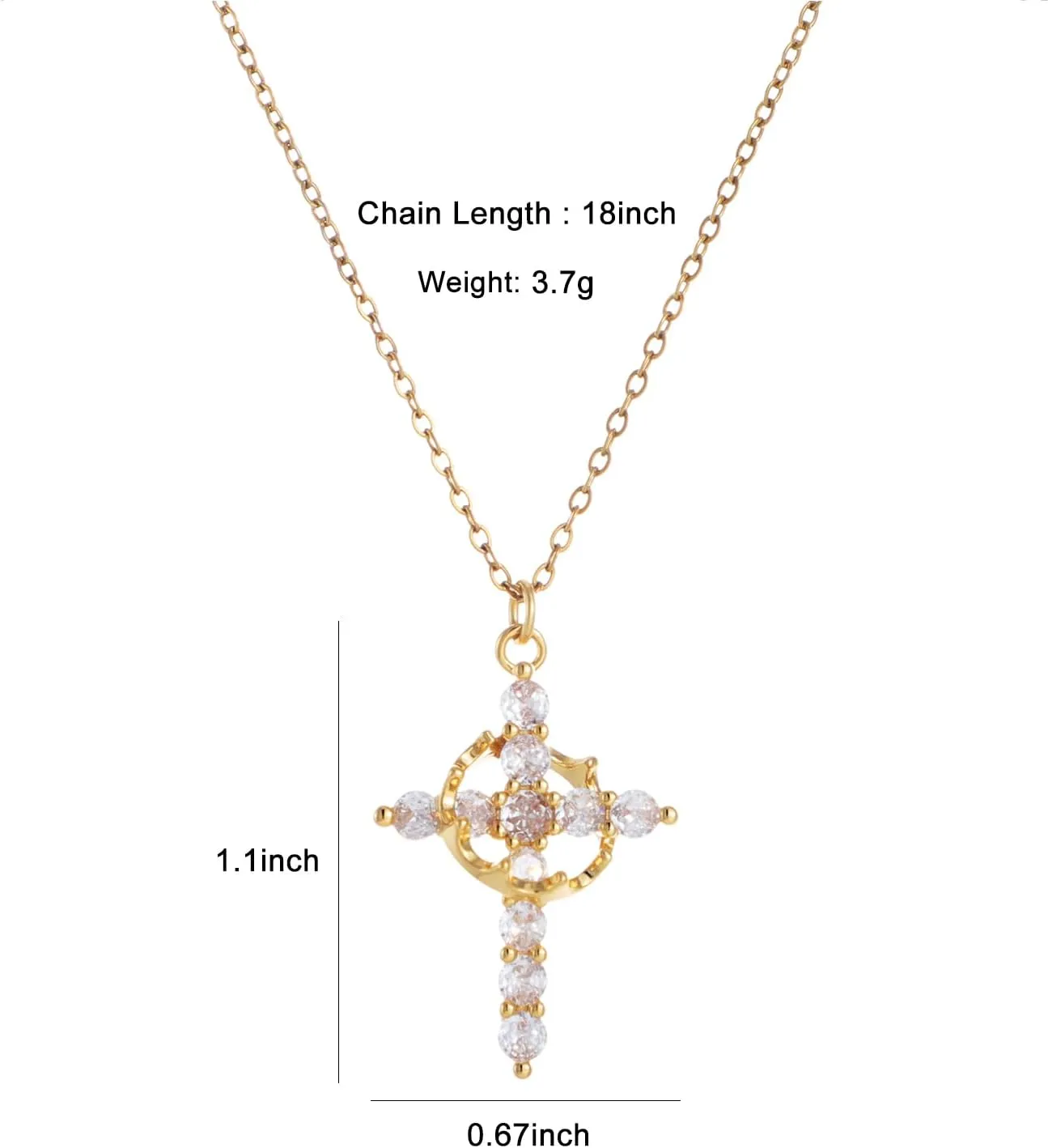 KOMI Gold Cross Pendant Necklace for Woman Safety Needle Necklace Heart Shaped Necklace and Letter Necklace As Gifts for Wife Daughter and Friend