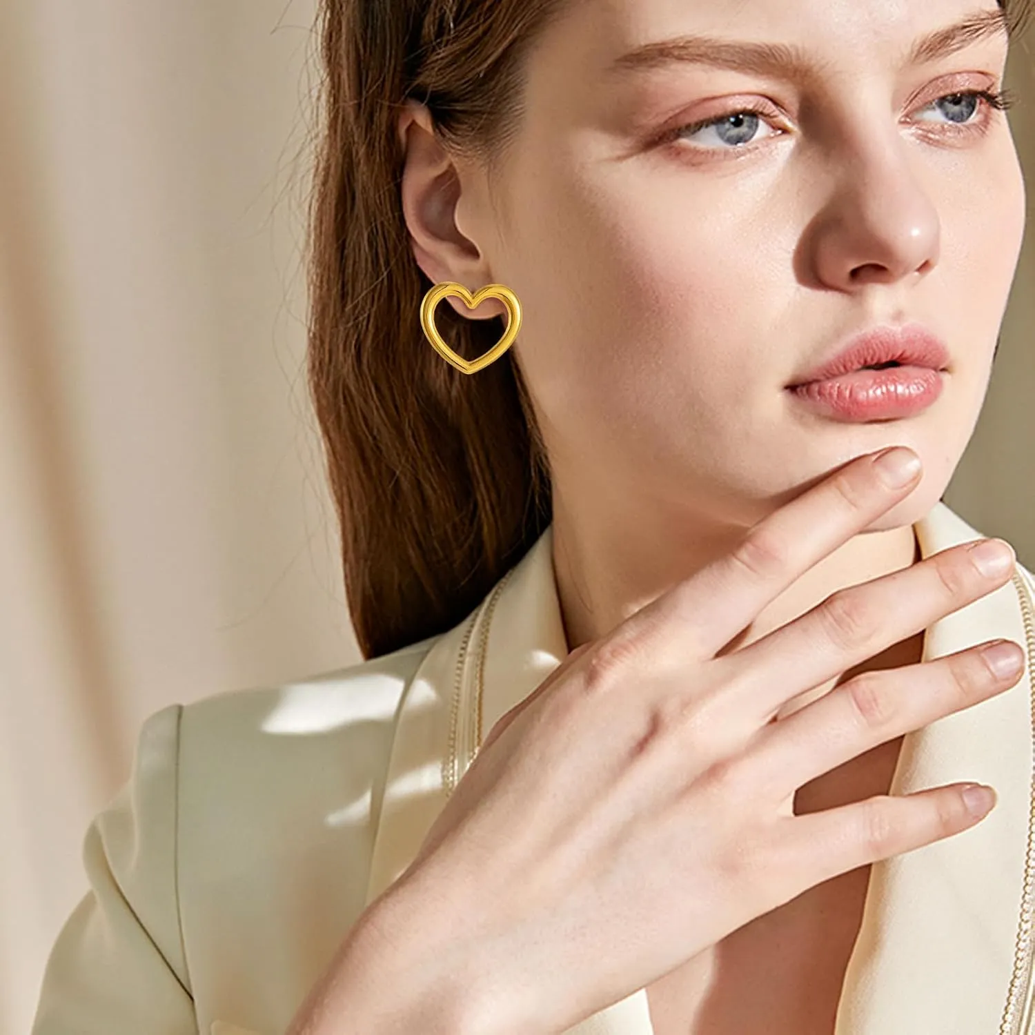 KOMI Women's Gold Studs Earrings 14K Gold Plated Dainty Studs Earring Stainless Steel Hypoallergenic Earrings for Women Gifts