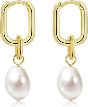 KOSE 14K Gold Silver Post Lightweight Huggie Hoop Earrings Drop and Dangle Earrings for women Gold and White Gold Plating