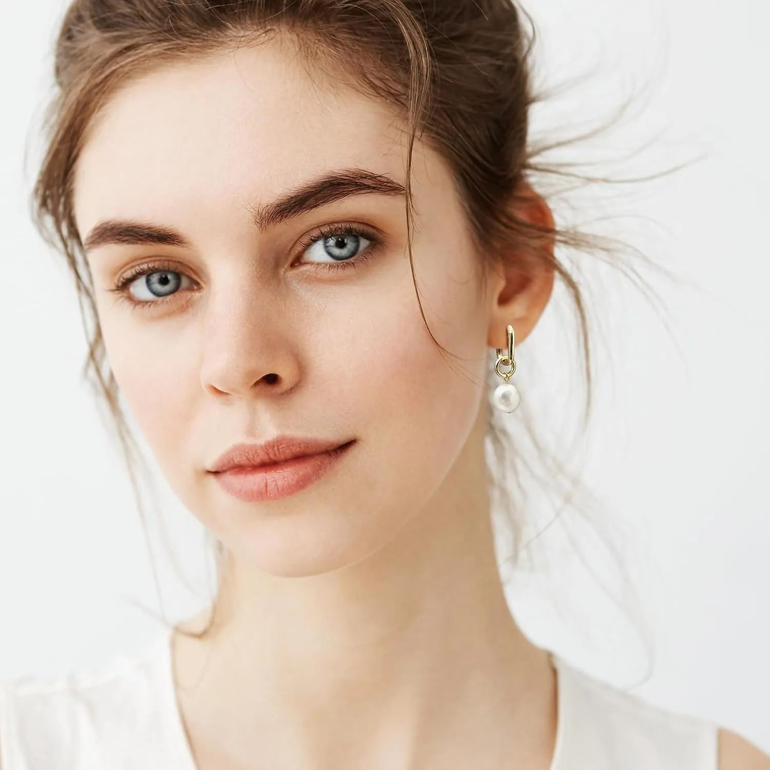 KOSE 14K Gold Silver Post Lightweight Huggie Hoop Earrings Drop and Dangle Earrings for women Gold and White Gold Plating