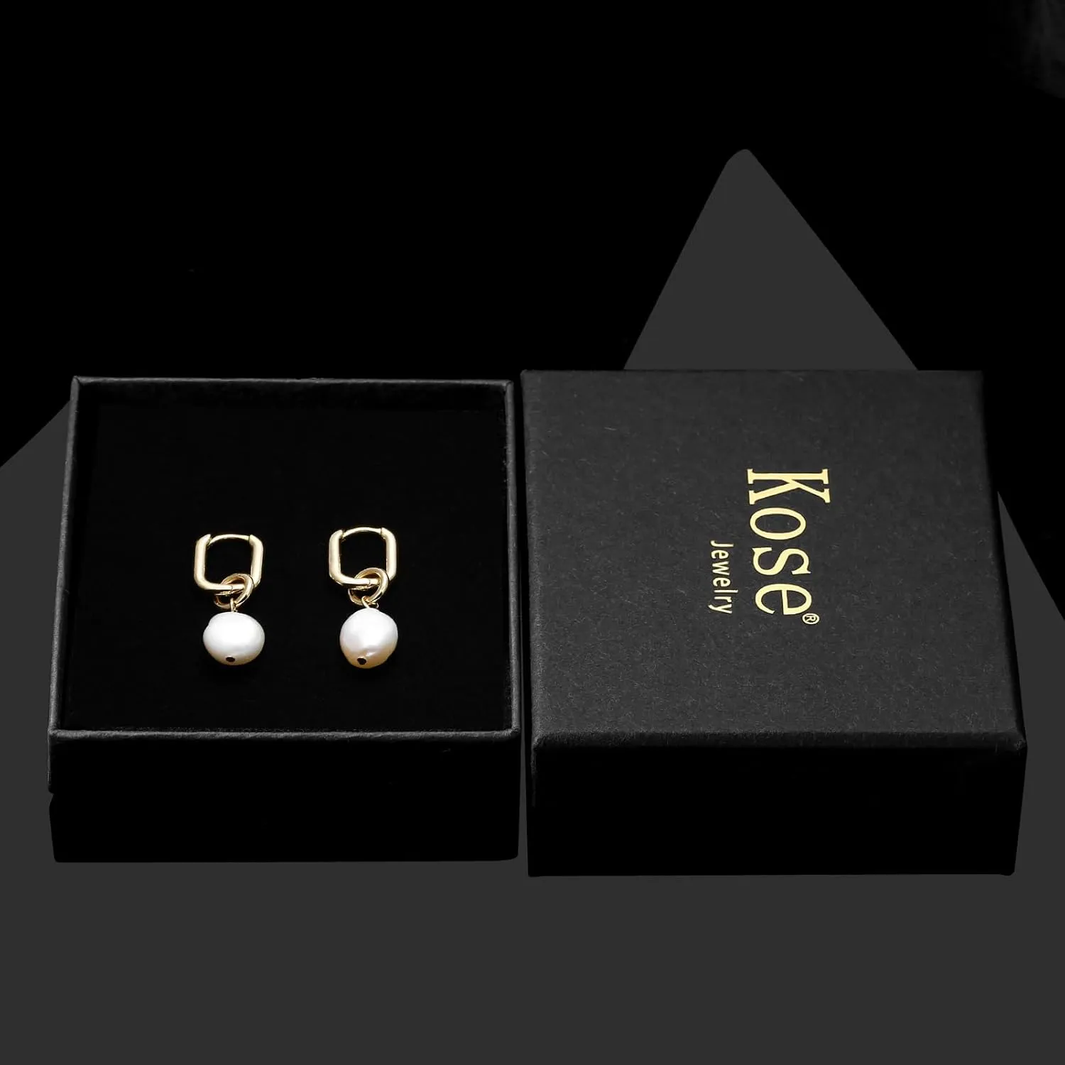 KOSE 14K Gold Silver Post Lightweight Huggie Hoop Earrings Drop and Dangle Earrings for women Gold and White Gold Plating