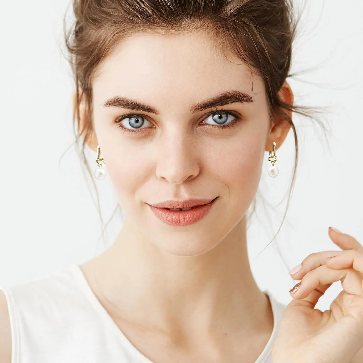 KOSE 14K Gold Silver Post Lightweight Huggie Hoop Earrings Drop and Dangle Earrings for women Gold and White Gold Plating