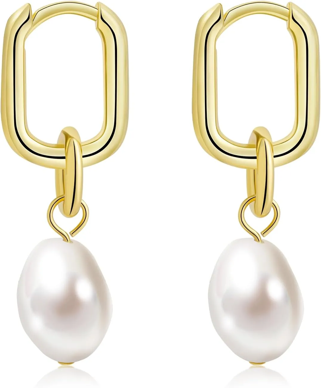 KOSE 14K Gold Silver Post Lightweight Huggie Hoop Earrings Drop and Dangle Earrings for women Gold and White Gold Plating