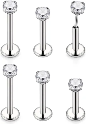 Kridzisw 20G 18G Titanium Threadless Nose Rings Studs for Women Men Hypoallergenic Implant Grade Nose Studs Push in Flat Back Nose Nostril Rings Studs Piercing Jewelry for Sensitive Skin 2mm