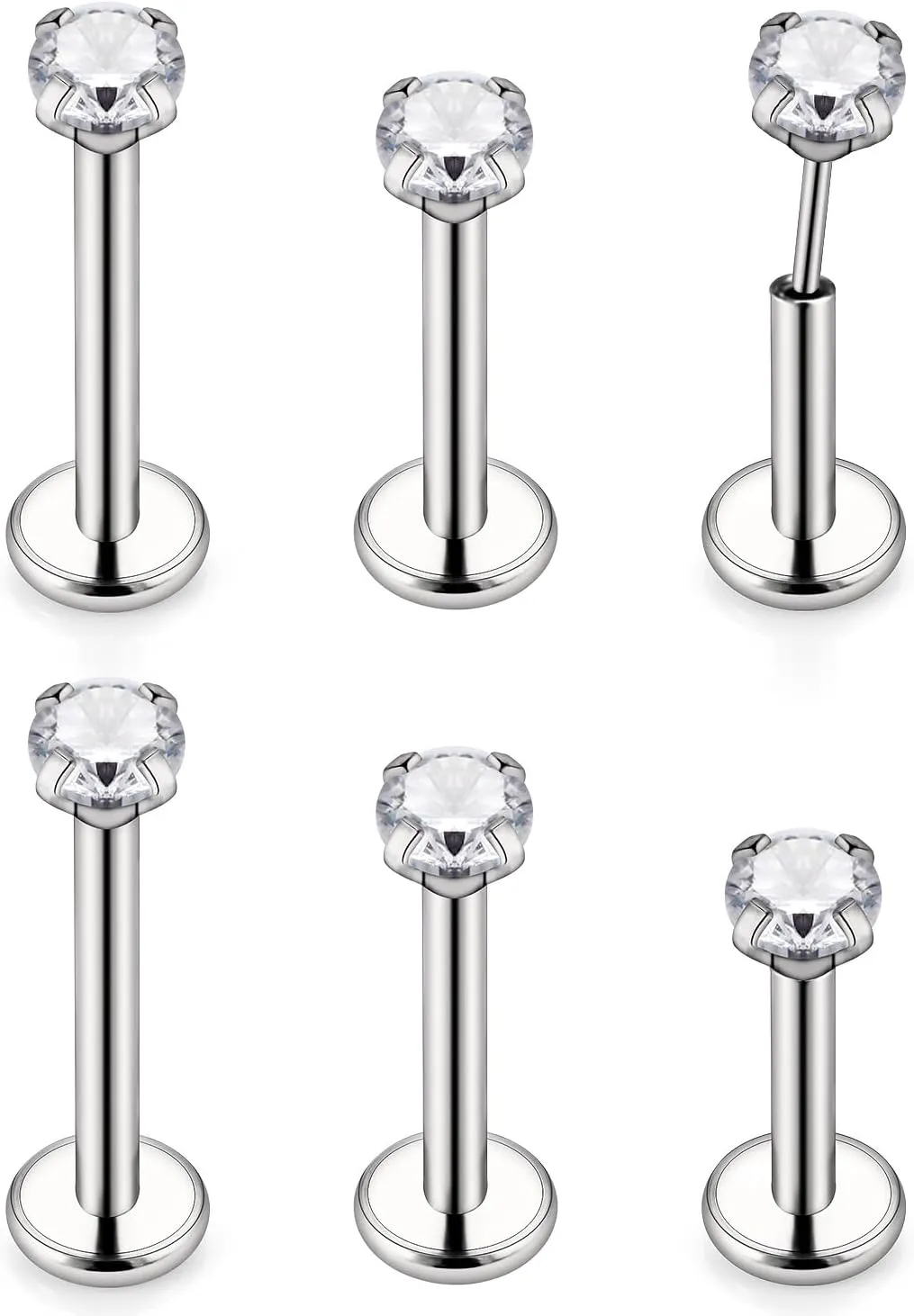 Kridzisw 20G 18G Titanium Threadless Nose Rings Studs for Women Men Hypoallergenic Implant Grade Nose Studs Push in Flat Back Nose Nostril Rings Studs Piercing Jewelry for Sensitive Skin 2mm