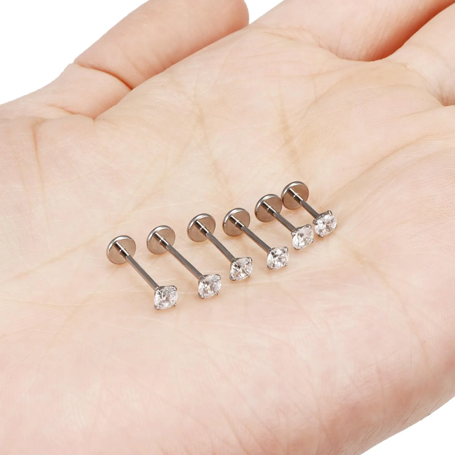 Kridzisw 20G 18G Titanium Threadless Nose Rings Studs for Women Men Hypoallergenic Implant Grade Nose Studs Push in Flat Back Nose Nostril Rings Studs Piercing Jewelry for Sensitive Skin 2mm