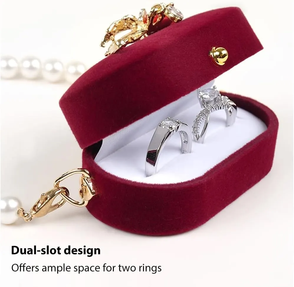 La La Pet Dog Wedding Collar with Ring Box Pearl Pet Collar Red Rose Ring Bearer Box Couple Ring Storage Box for Proposal Engagement Wedding Ceremony S