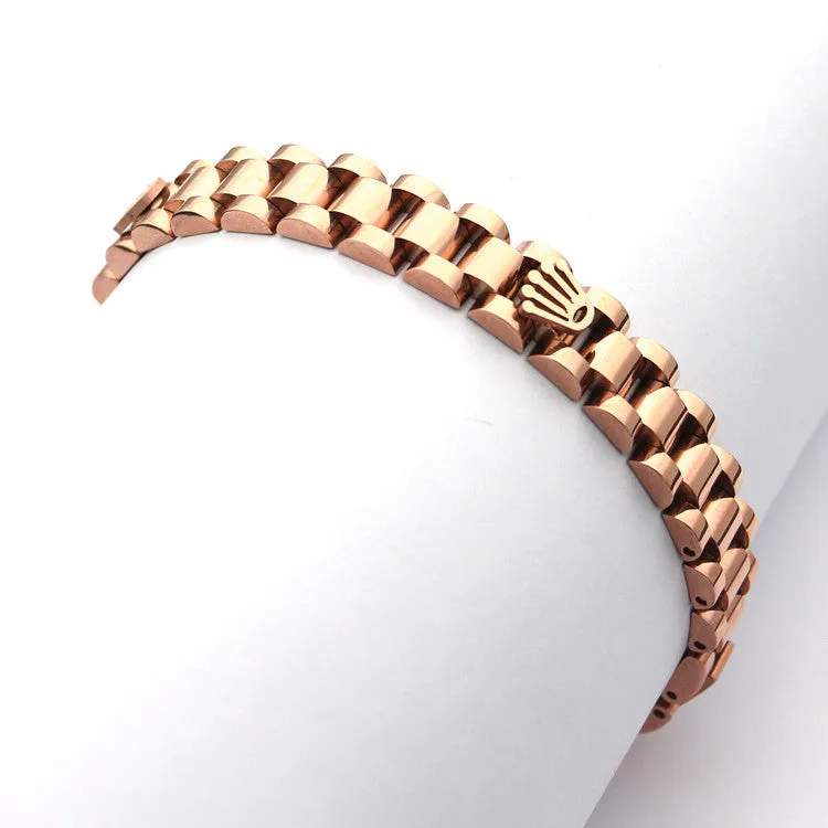 Ladies Simple Bracelet 18K Rose Gold Tank Bracelet