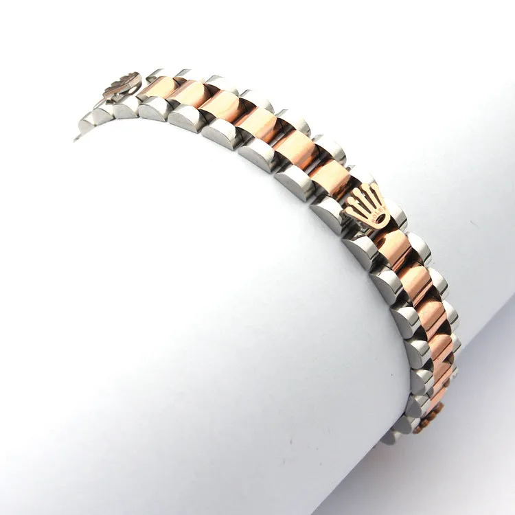 Ladies Simple Bracelet 18K Rose Gold Tank Bracelet