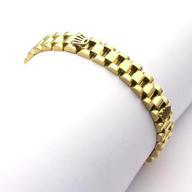 Ladies Simple Bracelet 18K Rose Gold Tank Bracelet
