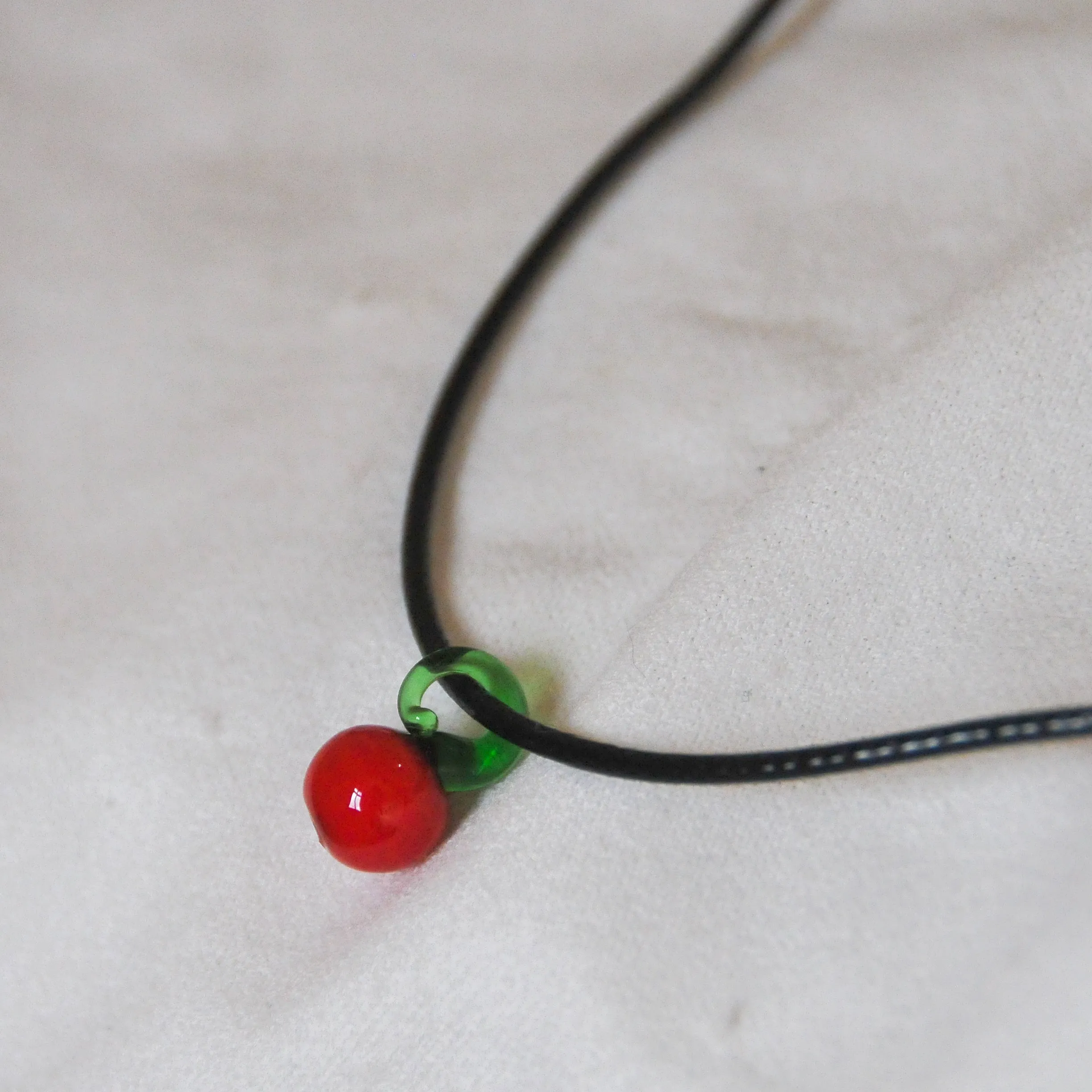 Lampwork Apple Cord Necklace