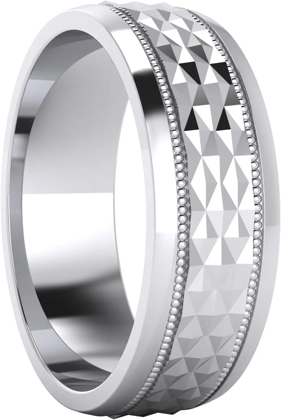 LANDA JEWEL (5 Styles) Heavy Solid Sterling Silver Wedding Band Diamond Cut Patterned Ring Comfort Fit Unisex