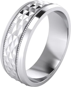 LANDA JEWEL (5 Styles) Heavy Solid Sterling Silver Wedding Band Diamond Cut Patterned Ring Comfort Fit Unisex