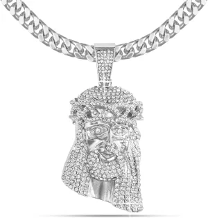 Large Crown Jesus Pendant Necklace for Men Gold Silver Plated 5A  Cubic Zirconia Iced Bling Out Luxury Diamond 24 Inch Cuban Link Necklace Chain